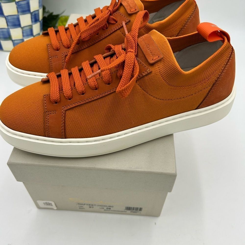 Santoni Orange Low-Top Sneakers - Picture 2 of 9